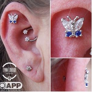 BVLA CUSTOM Butterfly with Sapphire & CZ 18g